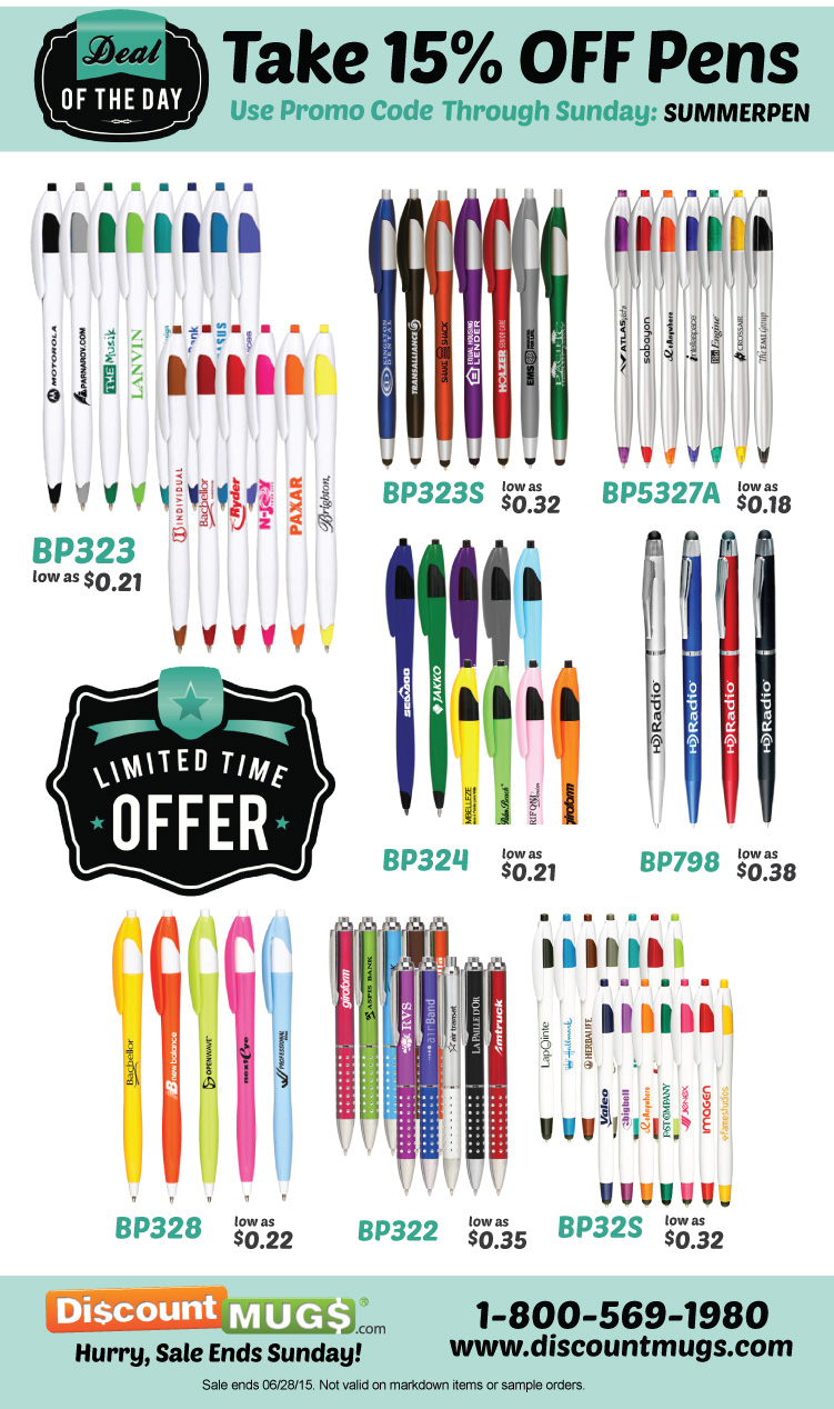 Take 15% Off Custom Printed Pens Through Sunday